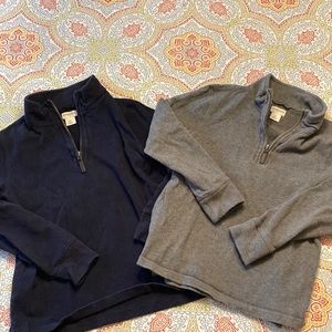 Boys J. Crew quarter zip in navy and gray
